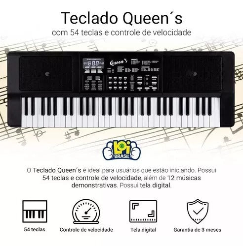 Teclado Musical Para Iniciantes Queens 54 Teclas 12 Musicas Teclado Musical Para Iniciantes Queens 54 Teclas 12 Musicas